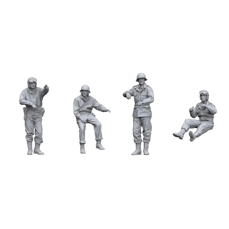 1/35 Resin Unpainted Model Kit, Military Theme, US Tank Crew (4 People, No Tank) Unassembled and Unpainted GK