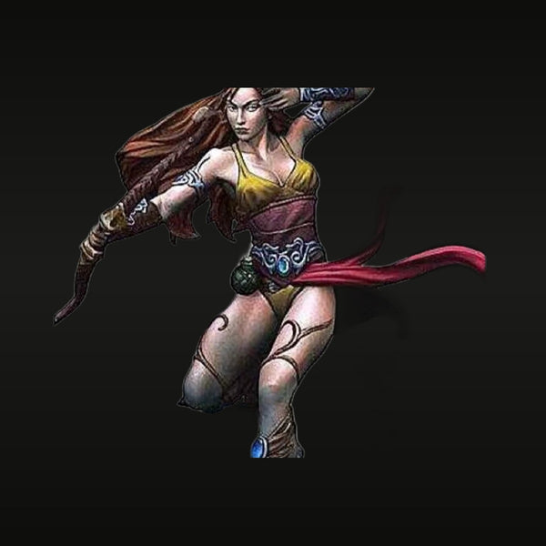 Fantasy Female Warrior with Dual Daggers 28mm Resin Figure Kit