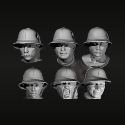 WWII British Soldier Head Variants 6-Pack 1/35 Resin Bust Kit
