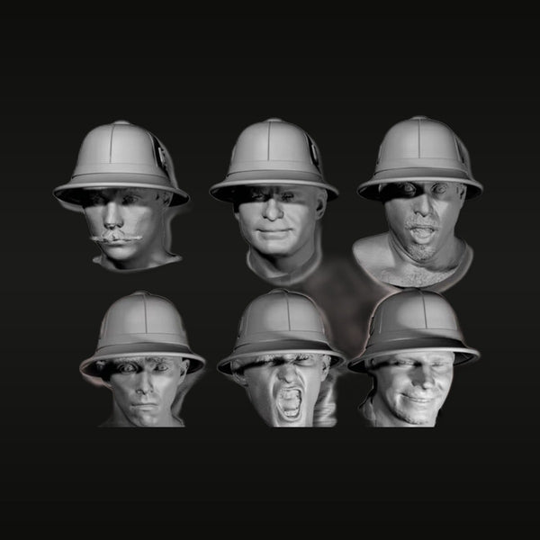 WWII British Soldier Head Variants 6-Pack 1/35 Resin Bust Kit