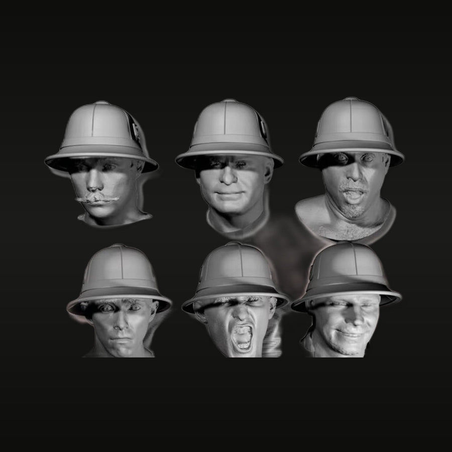 WWII British Soldier Head Variants 6-Pack 1/35 Resin Bust Kit - unpainted resin model kit