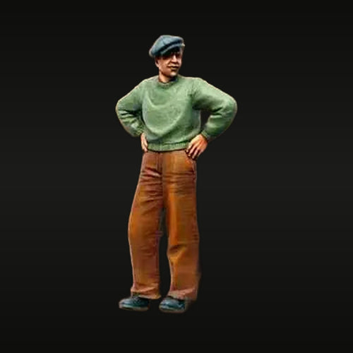 Civil Man in Cap & Sweater 1/35 Scale Resin Figure Kit