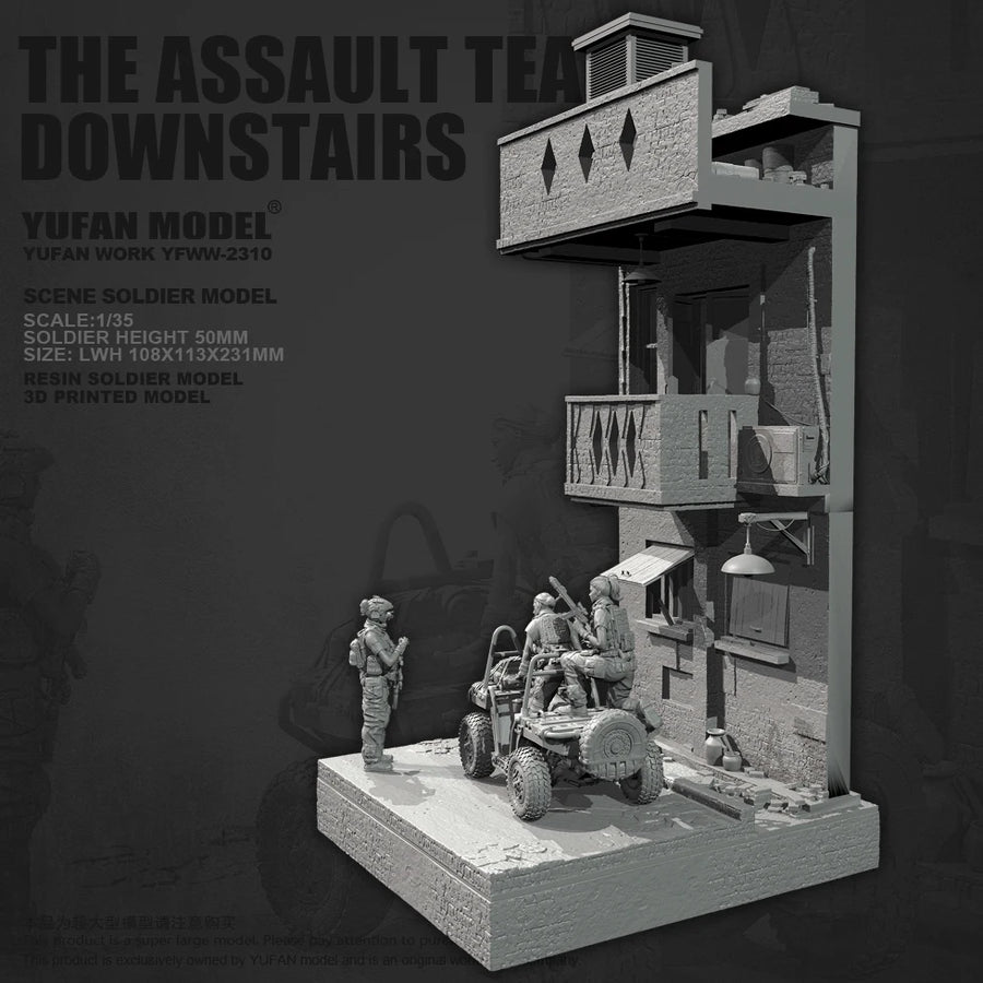 Modern Tactical Operators with UTV and Building Diorama 1/35 Resin Kit - resin model view 5