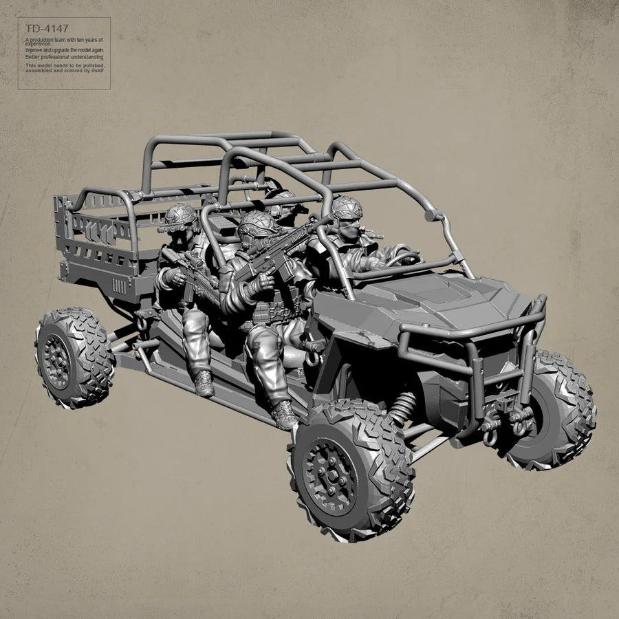 Modern Tactical UTV with 2 Soldiers 1/48 Resin Diorama Kit - resin model view 5