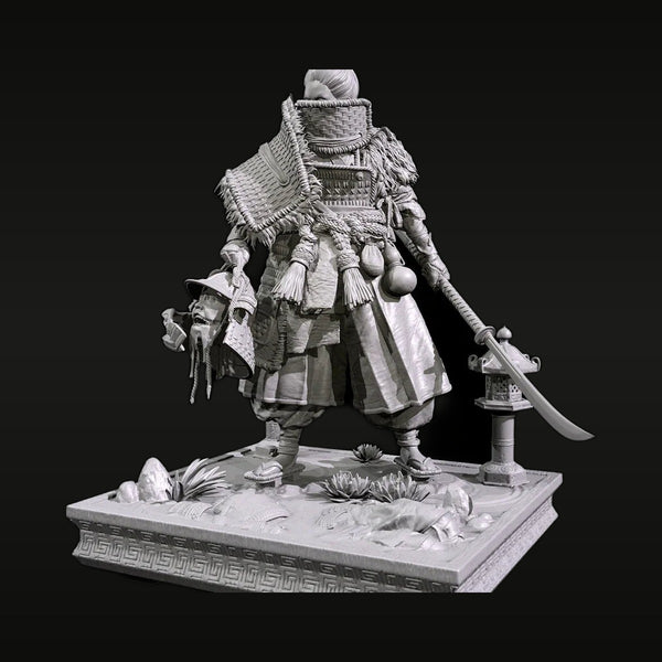 Japanese Samurai Warrior with Katana and Tessen 38mm Resin Figure Kit
