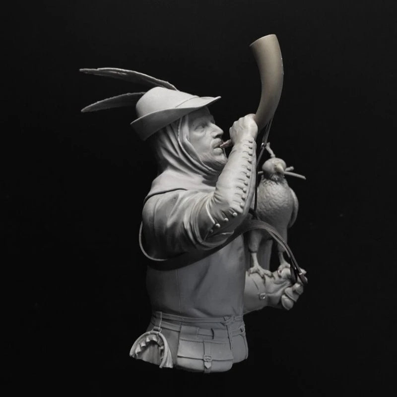 Medieval European Warrior with Kettle Hat 1/10 Scale Resin Bust Kit - resin model view 4