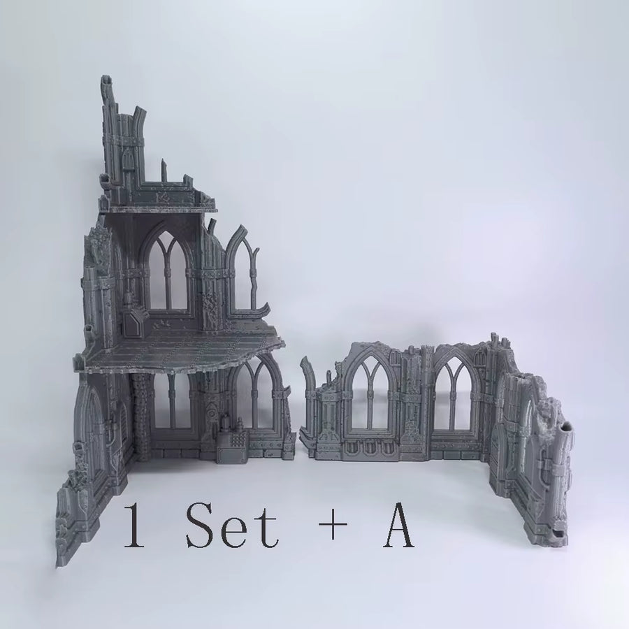 3D Printing Models of Sci-Fi Ruins Architecture DIY Accessories for Creating Magical Retro Architectural Scenes