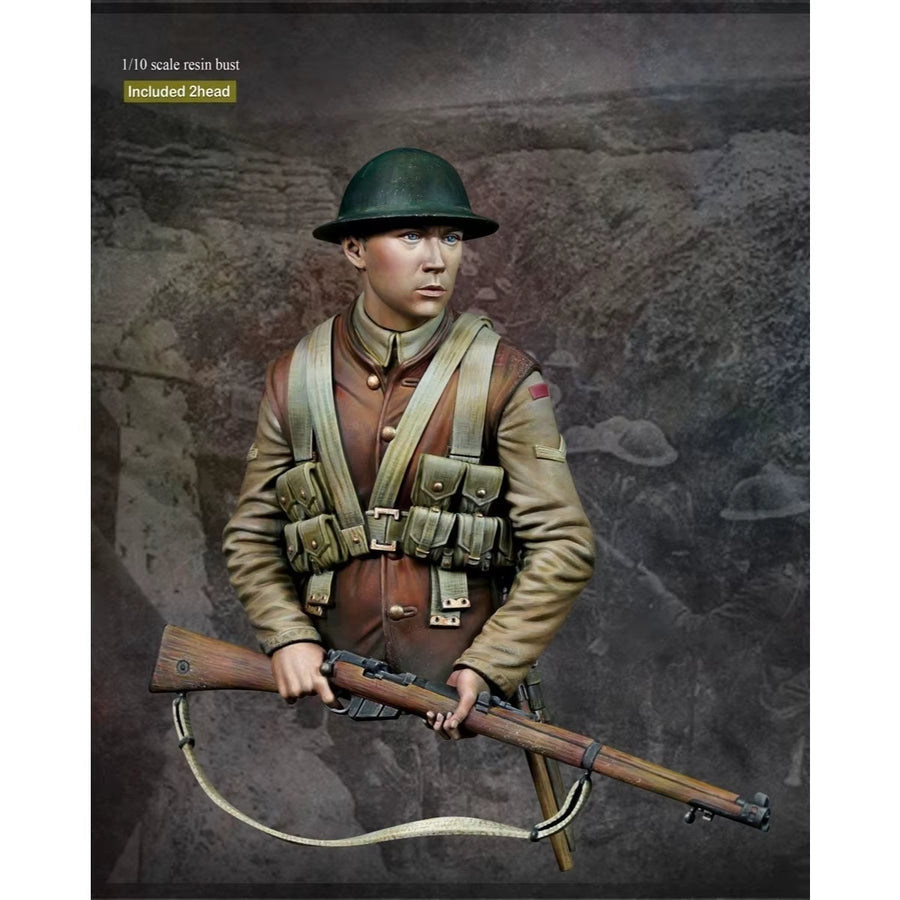 WWI British Soldier Brodie Helmet Bust 1/10 Resin Kit - resin model view 3