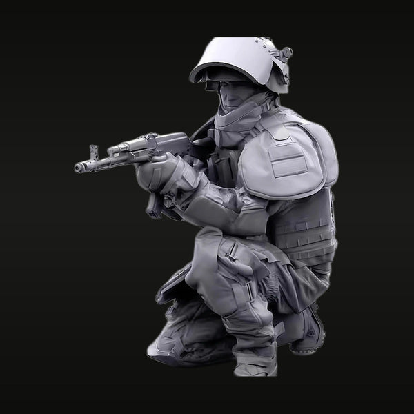 Modern Tactical Operator White Helmet Combat Rifle 1/35 Resin Figure Kit