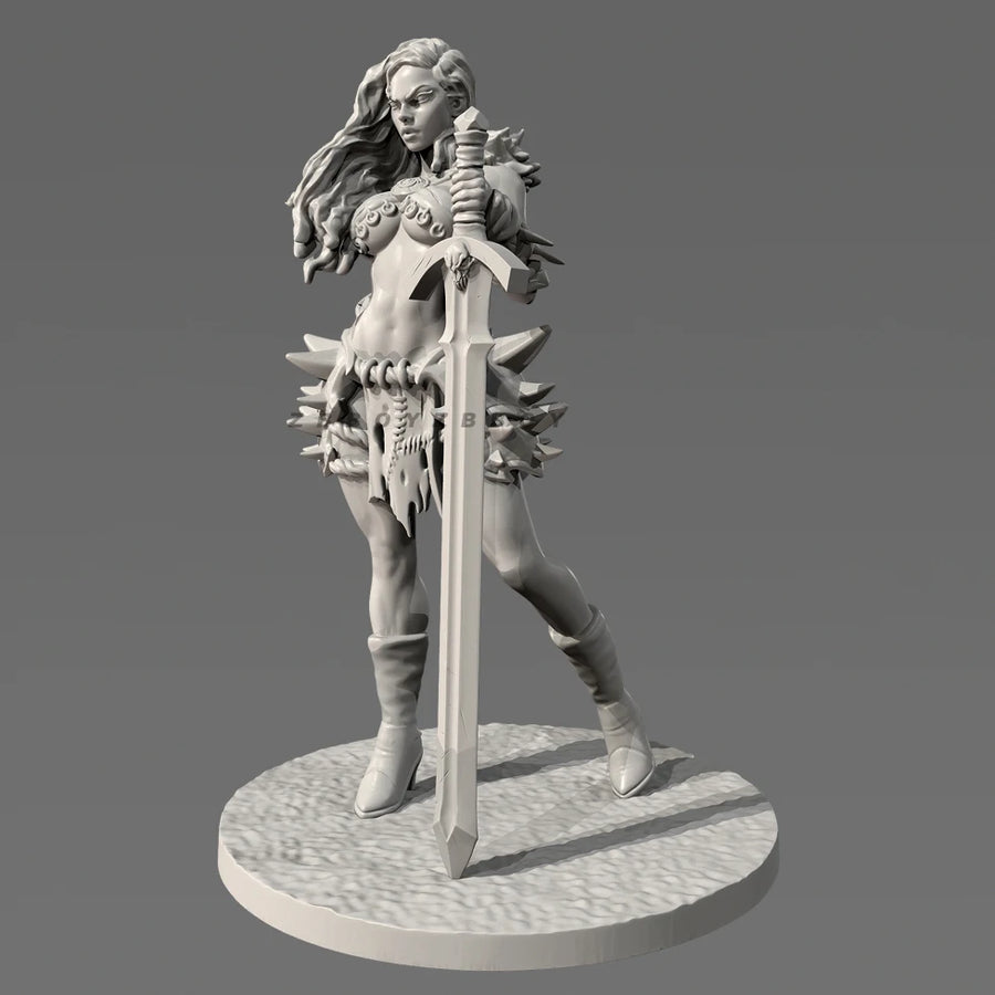 Fantasy Female Barbarian Warrior with Spiky Armor & Sword 38mm Resin Figure Kit (Adult/Mature) - resin model view 2