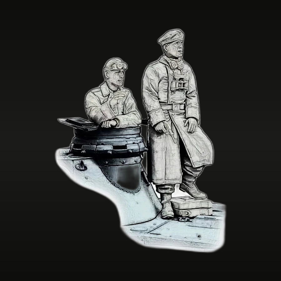 WWII German Panzer Commander and Crewman with Map 1/35 Resin Figure Set - unpainted resin model kit