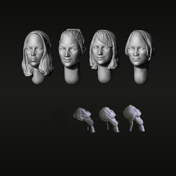 Modern Female Heads 350046 Set of 4 with Varied Hairstyles 1/35 Resin Bust Kit