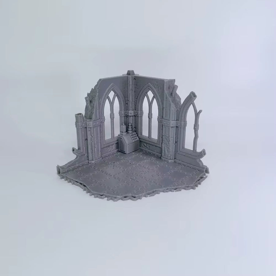 Gothic Ruins Tower Multi-Tier Diorama Resin Terrain Kit 28mm - resin model view 4