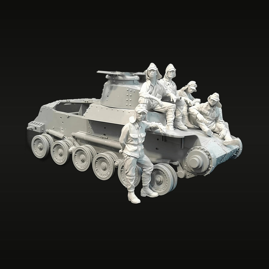 WWII Japanese Type 97 Chi-Ha Tank Crew Set 1/35 Resin Figure Kit - unpainted resin model kit