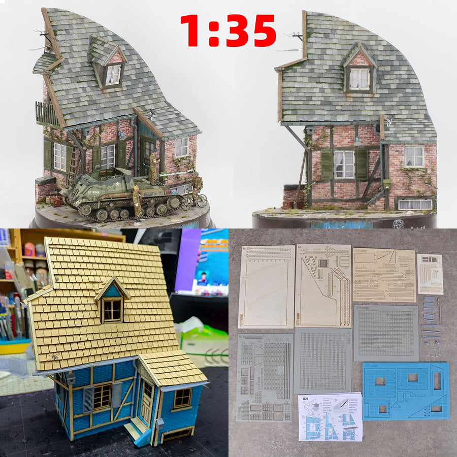 European Cottage Diorama Building 1/35 Resin Model Kit - resin model view 2