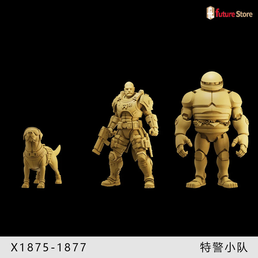 Sci-Fi Armored Tactical Operator with Rifle 1/64 Resin Figure Kit - resin model view 5
