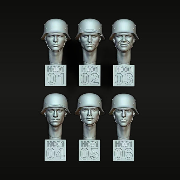WWI German Soldier Pickelhaube Helmeted Heads Set of 6 1/35 Resin Bust Kit