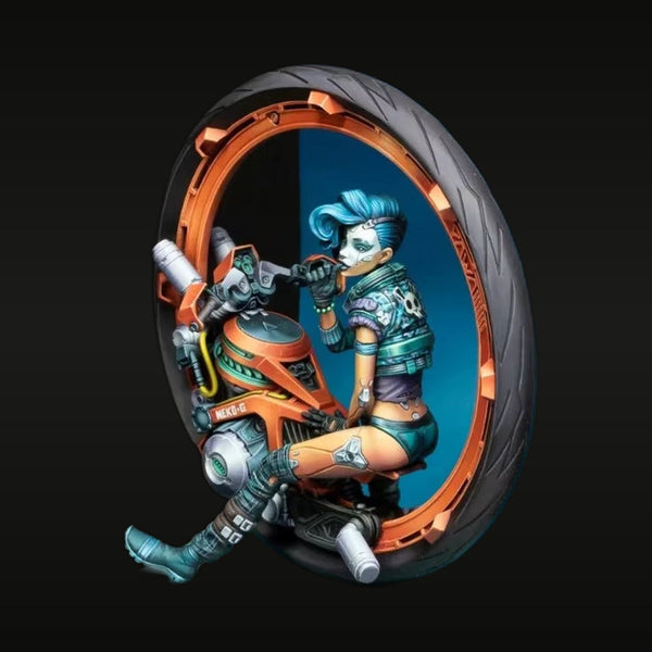 Cyberpunk Female Rider NEKO-G Monowheel Diorama 1/24 Resin Display Kit