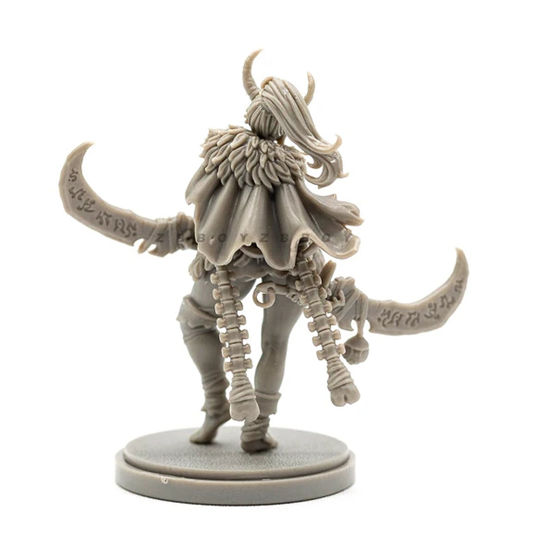 Fantasy Demon Warrior with Dual Curved Blades 38mm Resin Figure - resin model view 3