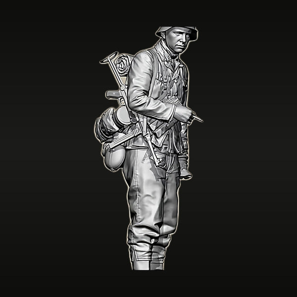 WWII German Infantryman K98 Bayonet Marching Order 110mm Resin Bust Kit