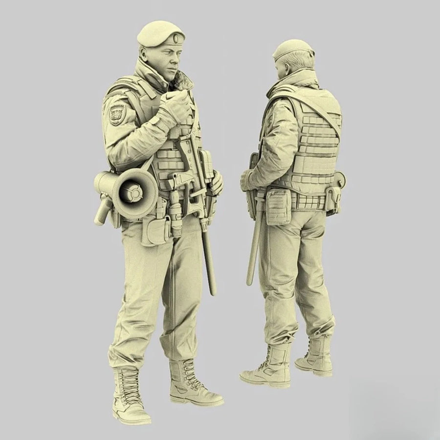 1/16 Resin Figure Unpainted Model Kit, Military Theme, Modern Russian Police on Patrol, Unassembled and Unpainted GK