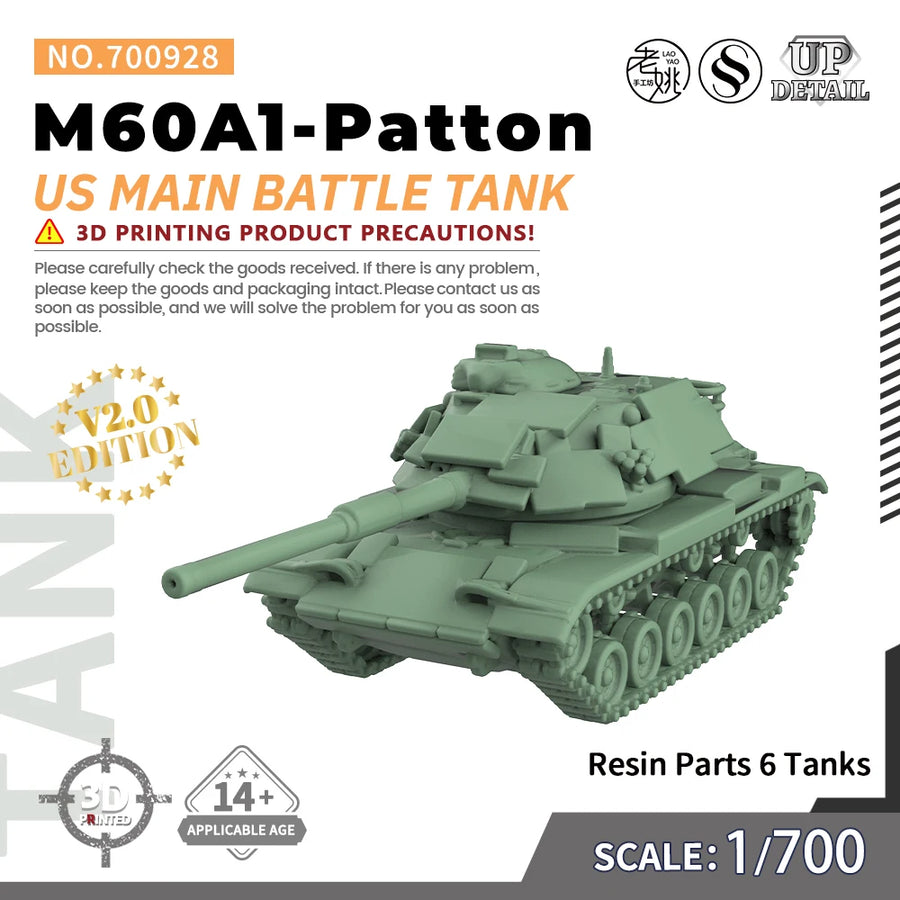 1/144 1/200 1/350 1/700  SS928 Military Model Kit US M60A1-Patton Main Battle Tank Miniature Static War Games