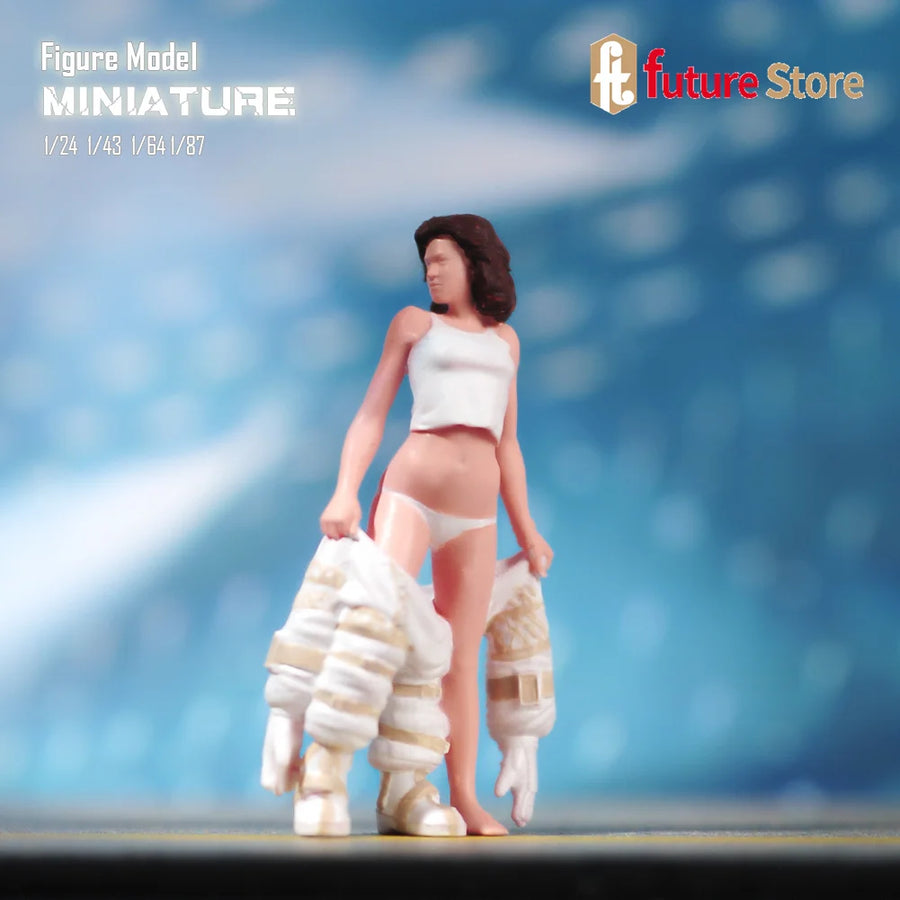 Sci-Fi Pinup Female Warrior Removing Suit 75mm Resin Figure Kit - resin model view 2
