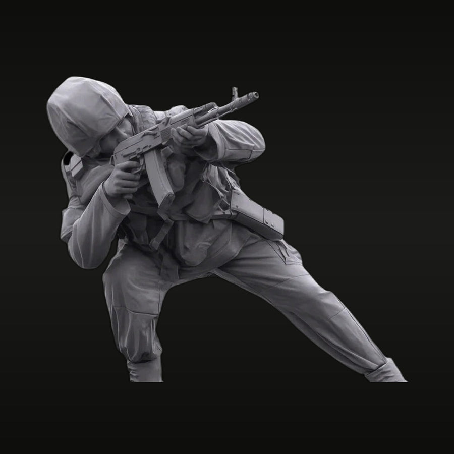Modern Soldier with AK-74 and Tactical Gear 1/35 Resin Figure - unpainted resin model kit