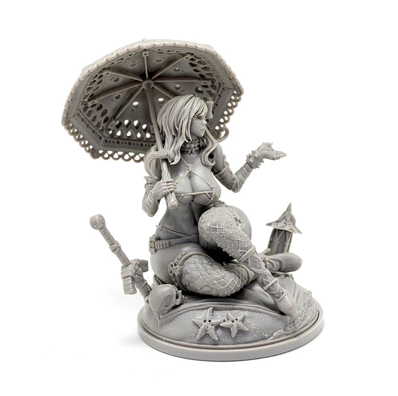 Steampunk Female Engineer with Parasol 75mm Resin Bust Kit - resin model view 2