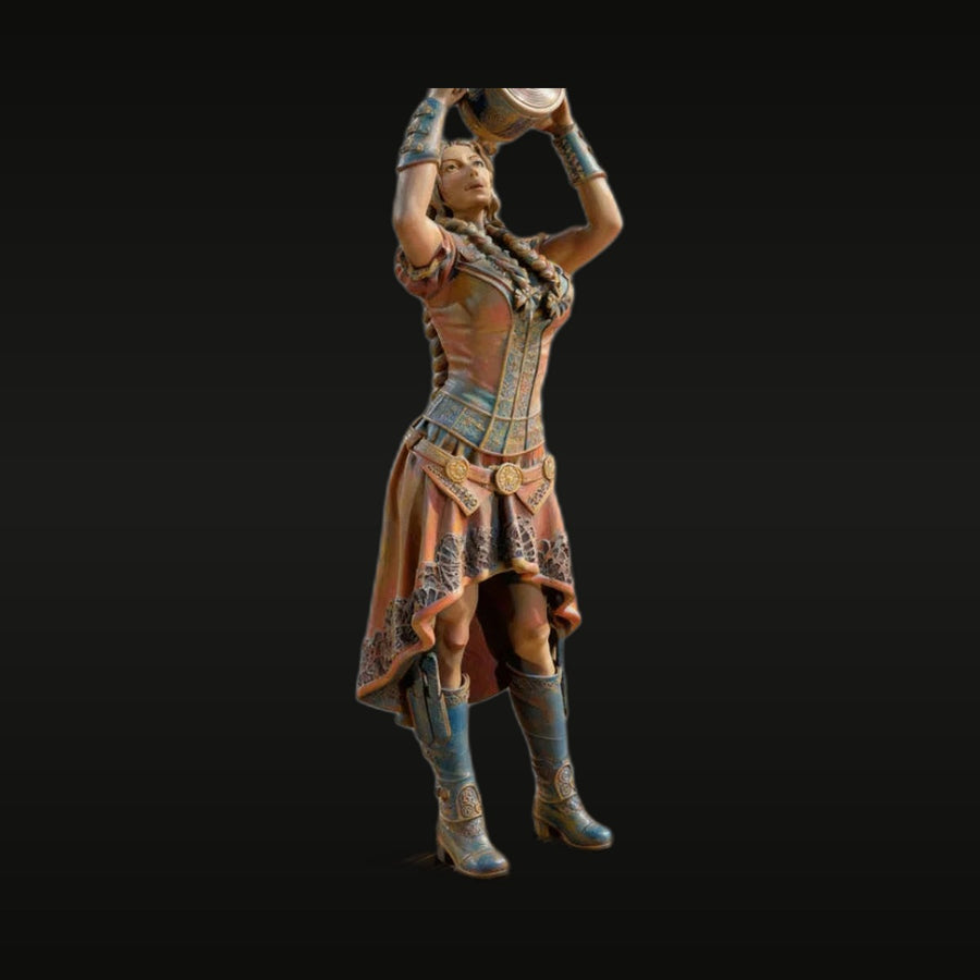 Steampunk Female Warrior with Artifact 38mm Resin Figure Kit - unpainted resin model kit