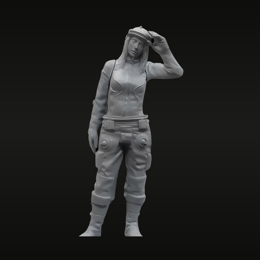 Sci-Fi Female Tactical Operator with Utility Belt Resin Figure Kit - unpainted resin model kit