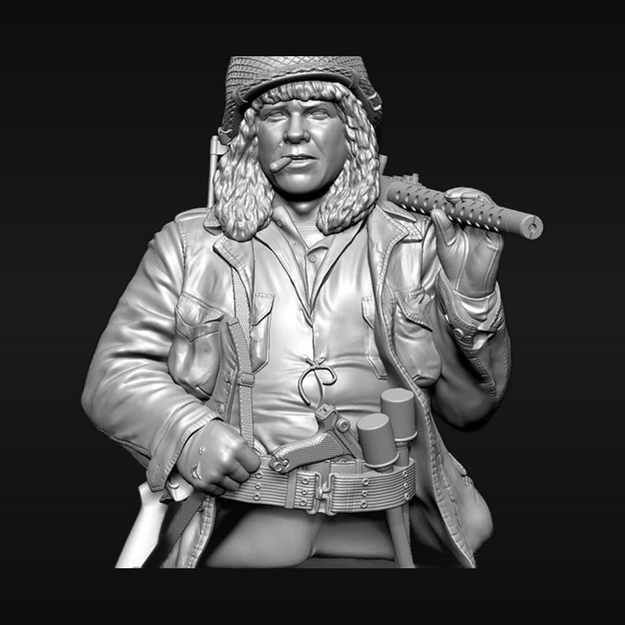 WWII Long-Haired Soldier with Rifle 1/10 Resin Bust Kit - unpainted resin model kit