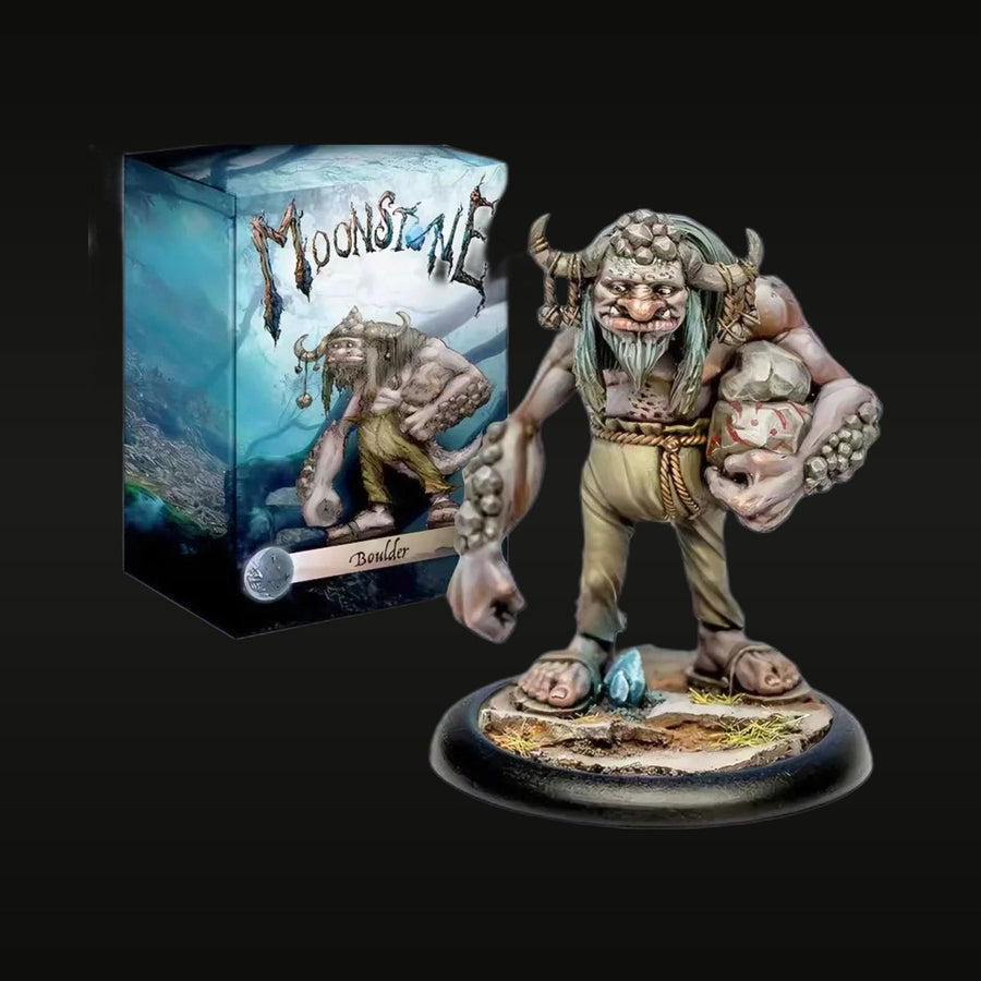 Fantasy Troll Moonstone Boulder with Rock 75mm Resin Figure Kit - unpainted resin model kit