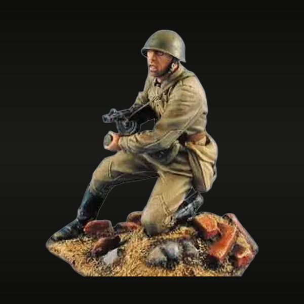 WWII American Soldier with Thompson SMG Kneeling 1/35 Resin Figure Kit