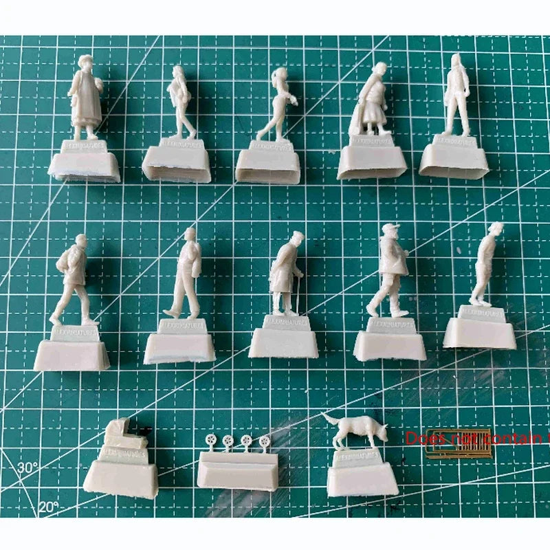Late Victorian Townsfolk Civilians with Dog and Stroller 1/72 Resin Figure Set - resin model view 3