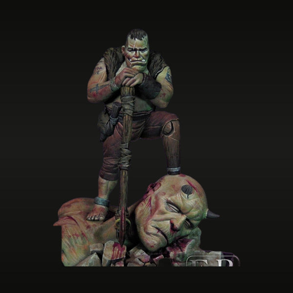Fantasy Orc Warrior with Severed Enemy Head 54mm Resin Diorama Kit