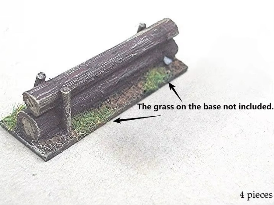 1/72 Scale Die-Cast Resin Model Assembled Kit WWII Low Log Barriers (4Pcs) Scene Model Unassembled Unpainted