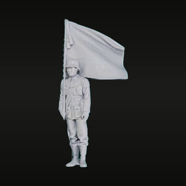 WWII German Standard Bearer with Flag 1/35 Resin Figure Kit