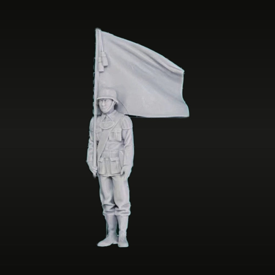 WWII German Standard Bearer with Flag 1/35 Resin Figure Kit - unpainted resin model kit
