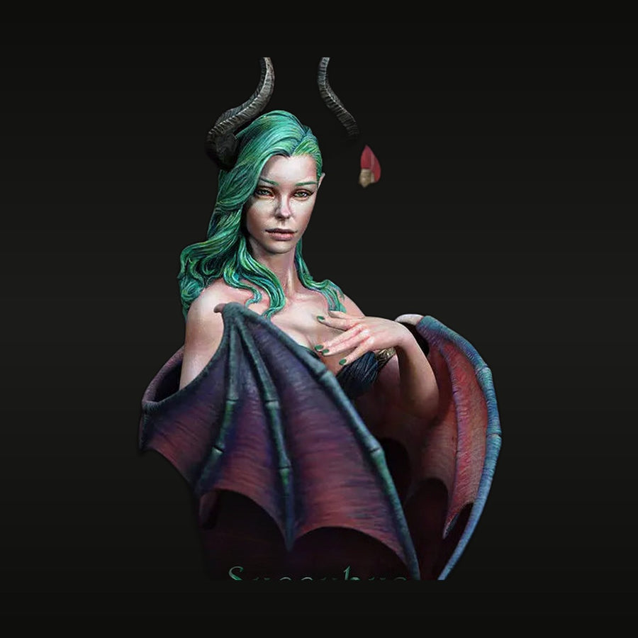 Succubus Demon with Horns & Wings 1/12 Resin Bust - unpainted resin model kit