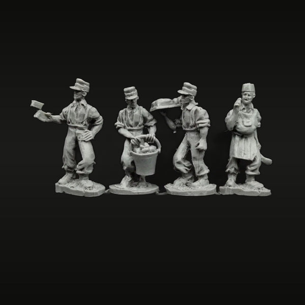 WWII German Kitchen & Support Staff 4-Figure Set 1/72 Resin Kit