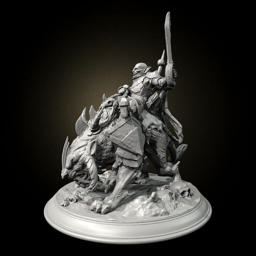 Medieval Knight on Rearing Warhorse with Axe 38mm Resin Figure Kit - resin model view 4