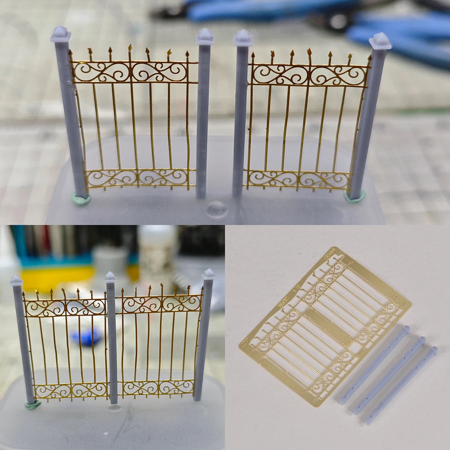 Photo Eatch PE Assembly Architectural Model Sand Table Grille Wall Parapet Iron Fence Building Diorama Scale Model Kit 1/35