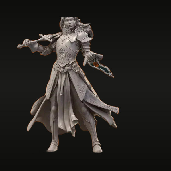 Armored Female Swordswoman with Dual Blades 1/24 Resin Figure Kit