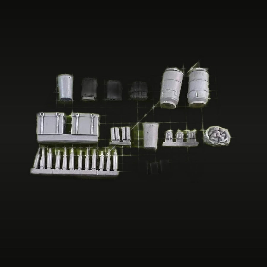 Military Camp Equipment & Ammunition Set 1/35 Resin Diorama Kit - unpainted resin model kit
