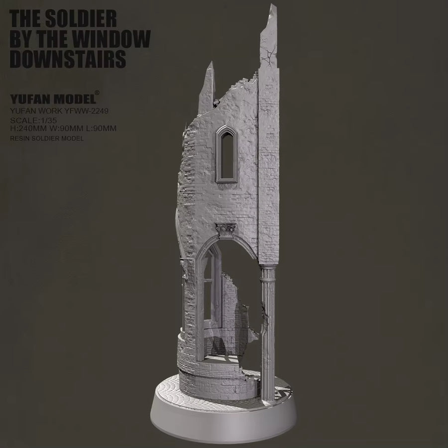 Medieval Ruined Church Tower Section 1/35 Resin Diorama Kit - resin model view 4