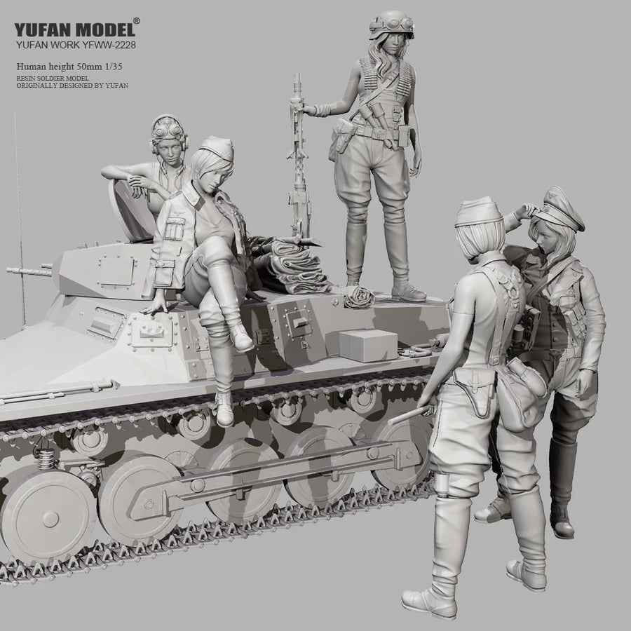 WWII German Panzer I with Female Crew 5-Figure Set 1/35 Resin Kit - resin model view 4