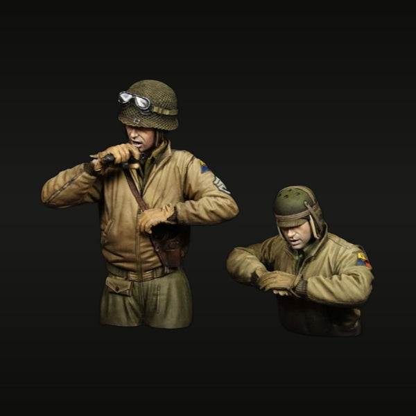 WWII US Tank Crew 2-Figure Bust Set with Goggles 1/16 Resin Kit