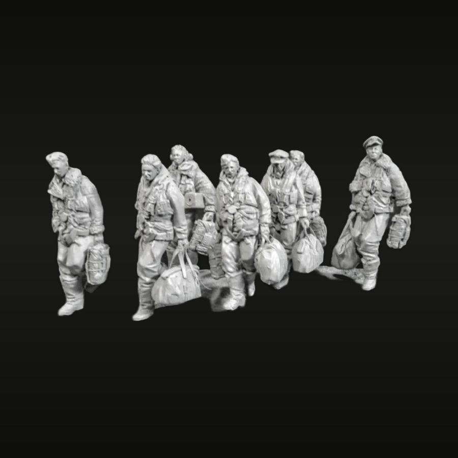 WWII RAF Bomber Crew 7-Figure Set 1/32 Resin Kit - unpainted resin model kit