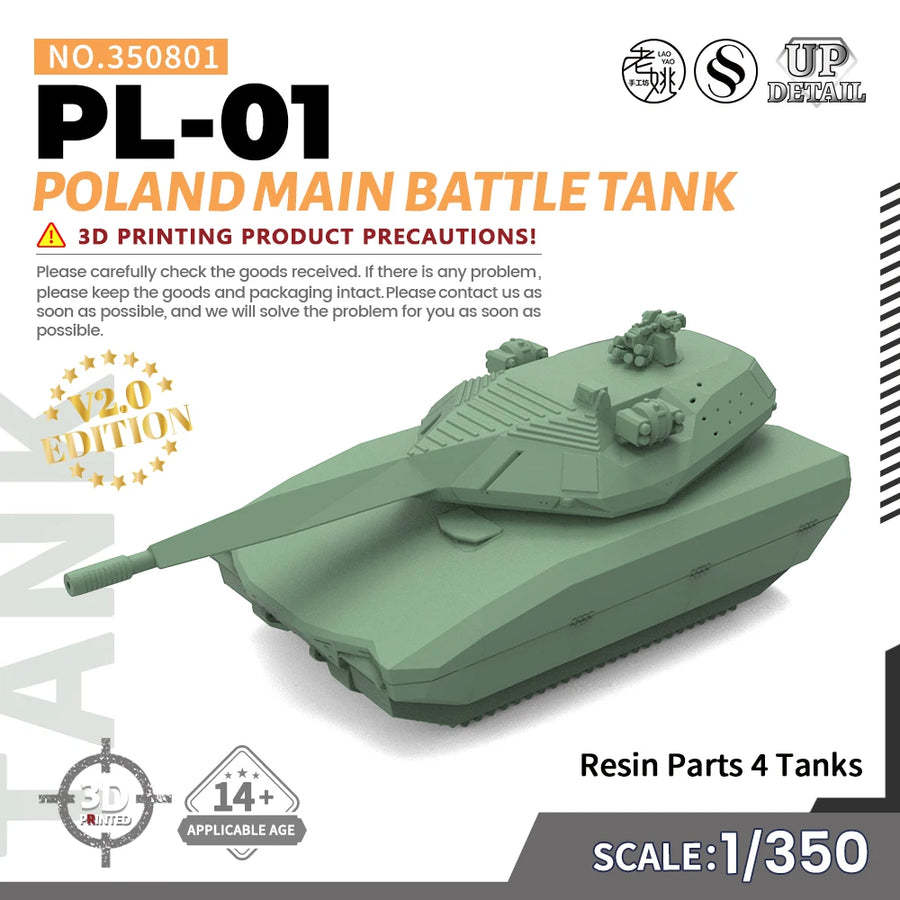 1/144 1/200 1/350 1/700 MRY-SFW SS801 Military Model Kit Poland PL-01 Main Battle Tank Miniature Static War Games